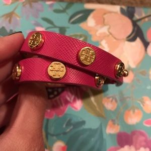 Tory Burch leather wrap logo bracelet
